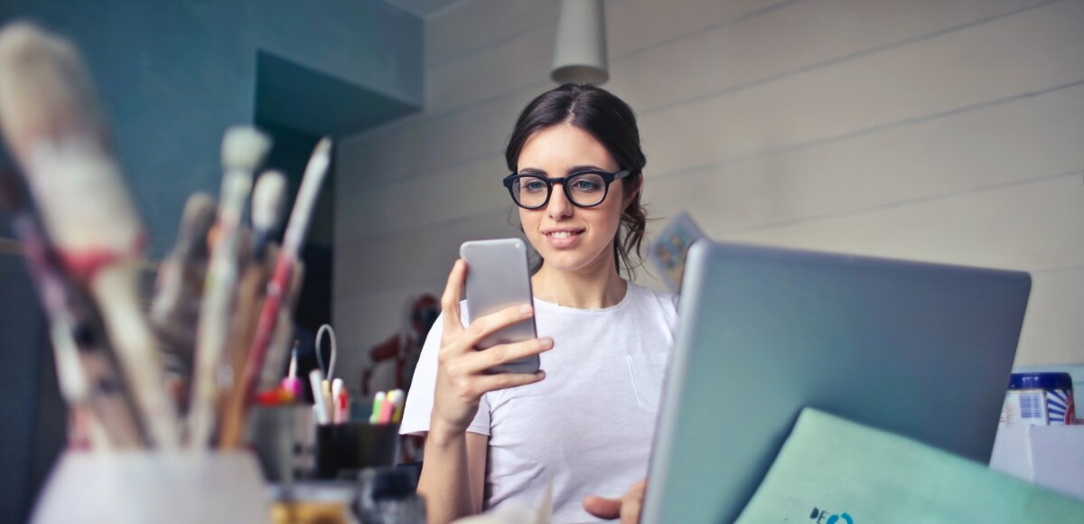 a girl checking her mobile